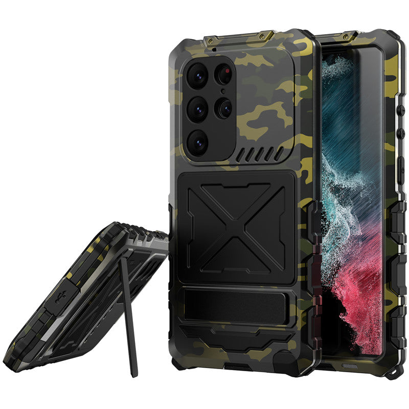 For Samsung Galaxy S23 Ultra Metal TPU Phone Case Anti-Drop Shockproof Phone Cover with Kickstand For Samsung Galaxy S23 Ultra Metal TPU Phone Case Anti-Drop Shockproof Phone Cover with Kickstand